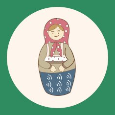 Matryoshka Russian traditional wooden doll vector pattern el N75