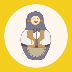 Matryoshka Russian traditional wooden doll vector pattern el N80