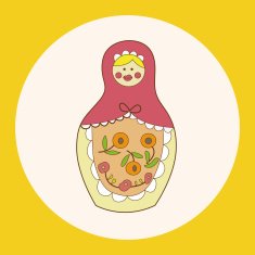 Matryoshka Russian traditional wooden doll vector pattern el N83