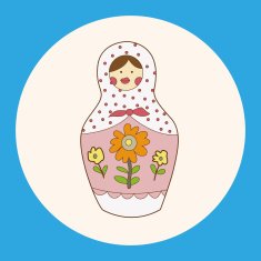 Matryoshka Russian traditional wooden doll vector pattern el N84