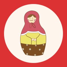 Matryoshka Russian traditional wooden doll vector pattern el N85