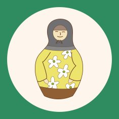 Matryoshka Russian traditional wooden doll vector pattern el N86