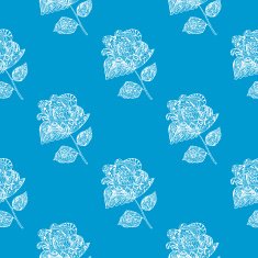 Seamless Pattern with white Flowers on blue Background