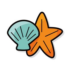 Shells with starfish color doodle N2