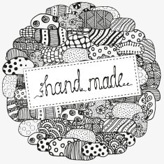 "Hand made" text Circle stone ornament