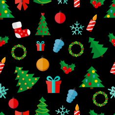 Happy New Year and Marry Christmas Seamless Pattern Background N3
