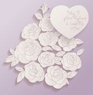 Vintage card roses bouquet romantic quotes N4