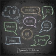 Sketchy speech and thought bubbles on chalkboard N5