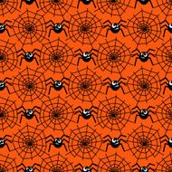 Halloween pattern with spiders and spider webs