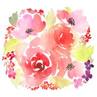 Greeting card Watercolor flowers background N9