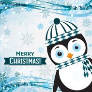 Template Christmas greeting card with a penguin vector N4