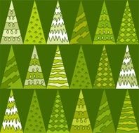 Spruce trees green Christmas triangles geometric green background seamless