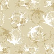 hand drawn cotton plant seamless