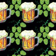 OktoberfestGermany seamless pattern beer and hop