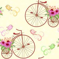 Seamless pattern vintage bicycles