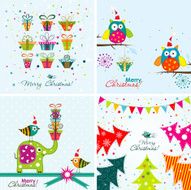 Christmas greeting with an elephant owl