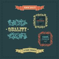 Vector vintage ornate decor elements frames ornaments ribbons