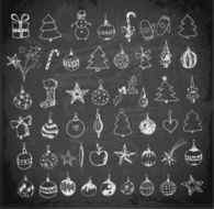 Set of sketch Christmas and New Year objects N2