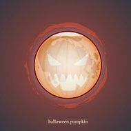 Scary face of halloween pumpkin on a round moon Vector