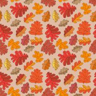 Seamless pattern with different fall oak leafs