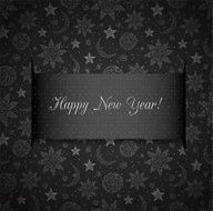 Black New Year card with stars sun and moon
