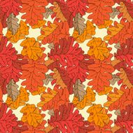 Seamless pattern with different fall oak leafs N2