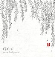 Romantic floral background with willow branches N3