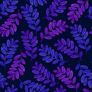 Floral seamless pattern with purple leaves and branches