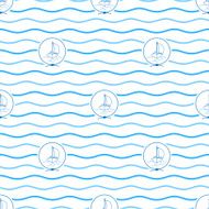 Blue Yacht Seamless Pattern