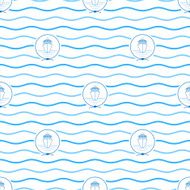 Blue Cruise Ship Seamless Pattern