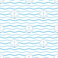 Blue Anchor Seamless Pattern