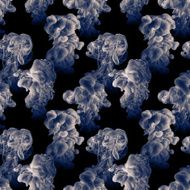 Seamless pattern with abstract clouds of ink drawn by hand N5