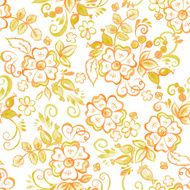 Floral Watercolor seamless pattern in Russian Gzhel Style N2