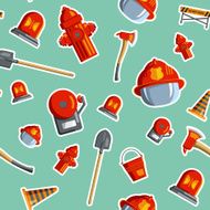 Color vector seamless pattern firefighter equipment N2