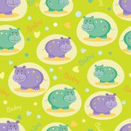 Seamless pattern with cute hippos N2