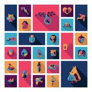 Flat concept design with shadow collection birds N7