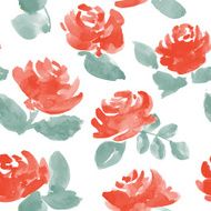 hand drawn watercolor roses vector seamless pattern N4