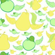 Seamless winged apples and pears