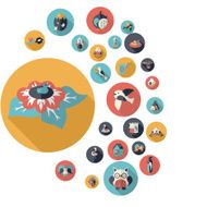 Flat concept design with shadow collection birds N10