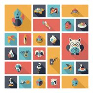 Flat concept design with shadow collection birds N11