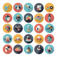 Flat concept design with shadow collection birds N13