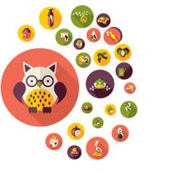 Flat concept design with shadow collection birds N14