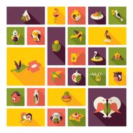 Flat concept design with shadow collection birds N15