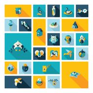 Flat concept design with shadow collection birds N19
