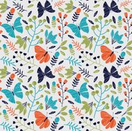 vector seamless pattern with flowers and butterflies N2