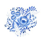 Blue flowers floral russian porcelain beautiful folk ornament N2