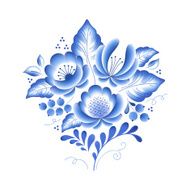 Blue flowers floral russian porcelain beautiful folk ornament N5