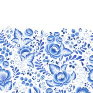 Blue flowers floral russian porcelain beautiful folk ornament N9