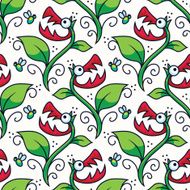 Halloween Carnivorous Plant Seamless Pattern