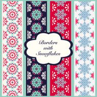 Christmas Set of Borders with Snowflakes